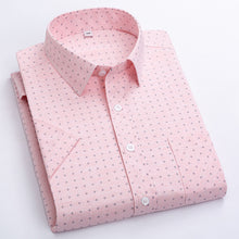 Load image into Gallery viewer, Summer Shirt Men Short Sleeve Turn-Down Collar Regular Fit Pocket Button Fashion Plaid Print Color 50% Cotton Casual Shirts