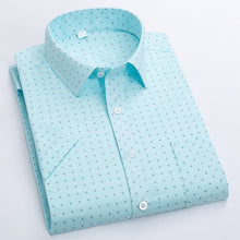 Load image into Gallery viewer, Summer Shirt Men Short Sleeve Turn-Down Collar Regular Fit Pocket Button Fashion Plaid Print Color 50% Cotton Casual Shirts