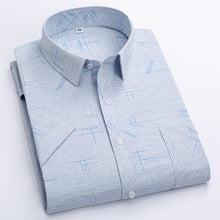 Load image into Gallery viewer, Summer Shirt Men Short Sleeve Turn-Down Collar Regular Fit Pocket Button Fashion Plaid Print Color 50% Cotton Casual Shirts