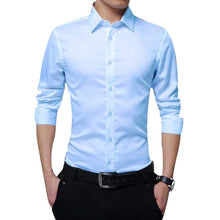 Load image into Gallery viewer, Men Long Sleeve shirt Slim Fit Solid Business for Formal Shirts Autumn men shirt white shirt