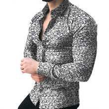 Load image into Gallery viewer, Fashion Shirts For Men Long Sleeve Floral Print Shirt Autumn Shirts Men Dress Camisa Button Lapels Collar Male Turn Down Collar