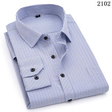Load image into Gallery viewer, Plus grande taille 8XL 7XL 6XL 5XL 4XL hommes affaires décontracté à manches longues chemise classique rayé mâle robe sociale chemises violet bleu