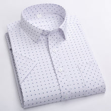 Load image into Gallery viewer, Summer Shirt Men Short Sleeve Turn-Down Collar Regular Fit Pocket Button Fashion Plaid Print Color 50% Cotton Casual Shirts

