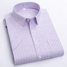 Load image into Gallery viewer, Summer Shirt Men Short Sleeve Turn-Down Collar Regular Fit Pocket Button Fashion Plaid Print Color 50% Cotton Casual Shirts
