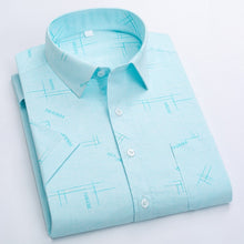 Load image into Gallery viewer, Summer Shirt Men Short Sleeve Turn-Down Collar Regular Fit Pocket Button Fashion Plaid Print Color 50% Cotton Casual Shirts
