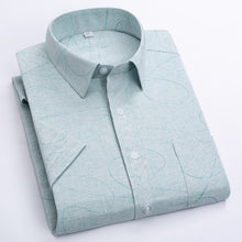 Load image into Gallery viewer, Summer Shirt Men Short Sleeve Turn-Down Collar Regular Fit Pocket Button Fashion Plaid Print Color 50% Cotton Casual Shirts
