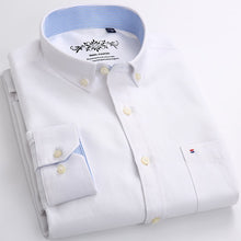 Load image into Gallery viewer, Mens Long Sleeve Solid Oxford Dress Shirt with Left Chest Pocket High-quality Male Casual Regular-fit Tops Button Down Shirts
