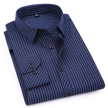 Load image into Gallery viewer, Plus grande taille 8XL 7XL 6XL 5XL 4XL hommes affaires décontracté à manches longues chemise classique rayé mâle robe sociale chemises violet bleu
