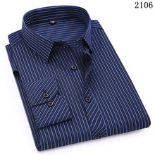 Load image into Gallery viewer, Plus grande taille 8XL 7XL 6XL 5XL 4XL hommes affaires décontracté à manches longues chemise classique rayé mâle robe sociale chemises violet bleu
