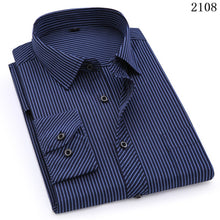 Load image into Gallery viewer, Plus grande taille 8XL 7XL 6XL 5XL 4XL hommes affaires décontracté à manches longues chemise classique rayé mâle robe sociale chemises violet bleu
